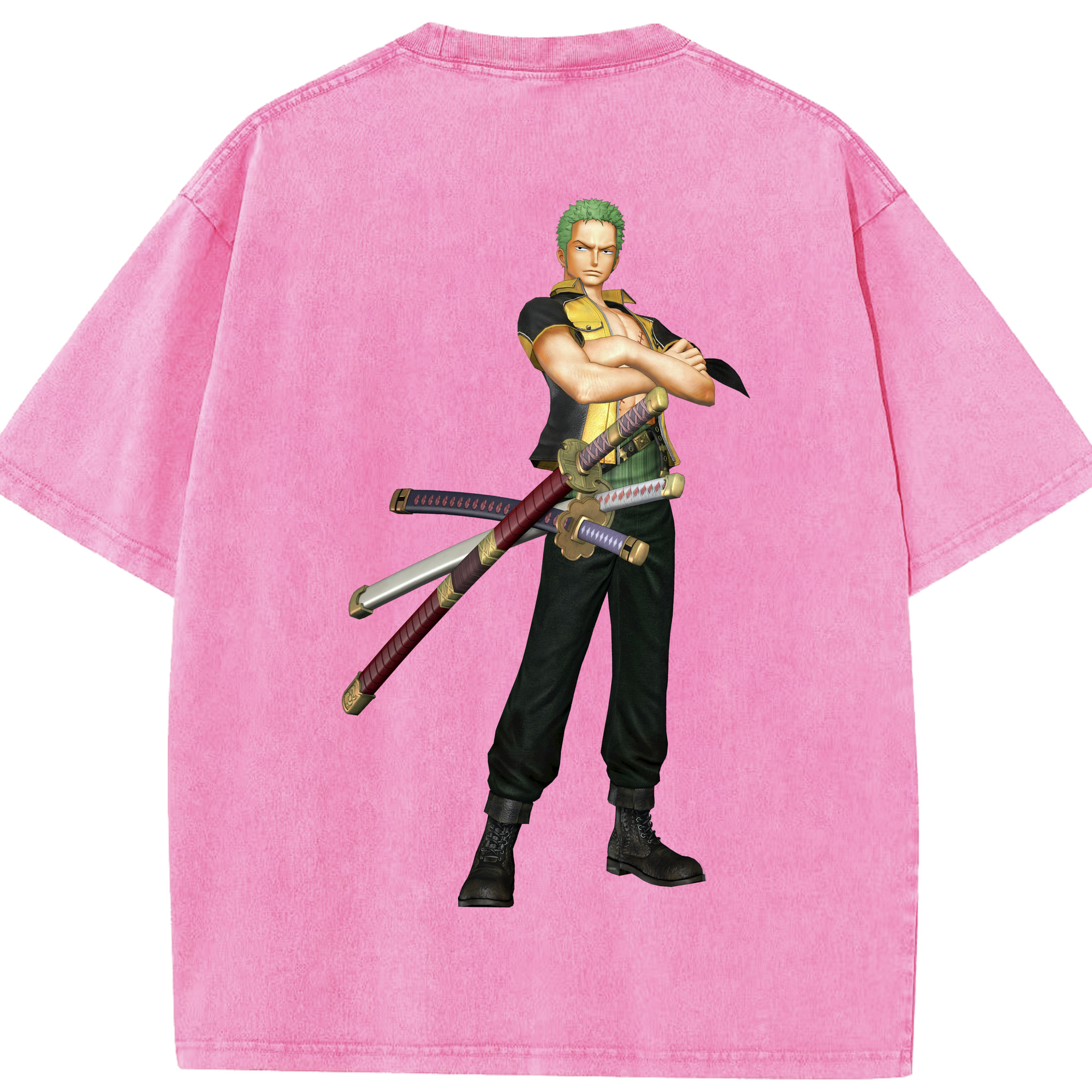 ワンピース ロロノア・ゾロ ONE PIECE Roronoa Zoro 綿100% ヴィンテージ風 半袖Tシャツ（背面プリント）